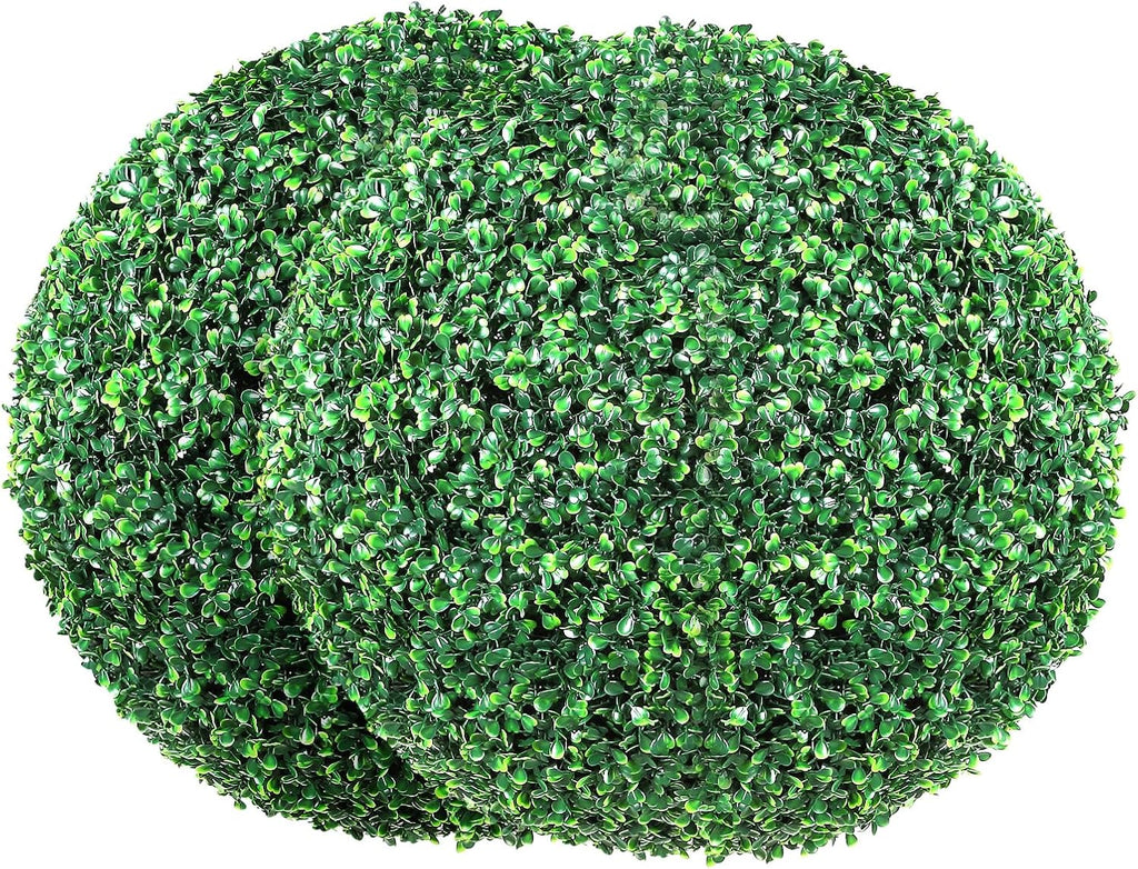 VEVOR 2 Pcs 20” Artificial Plant Topiary Ball, Faux Boxwood Balls with 2 LED Light String, All-Year Green Faux Plant Decorative Balls for Backyard, Balcony,Garden, Wedding and Home Décor