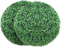 VEVOR 2 Pcs 20” Artificial Plant Topiary Ball, Faux Boxwood Balls with 2 LED Light String, All-Year Green Faux Plant Decorative Balls for Backyard, Balcony,Garden, Wedding and Home Décor