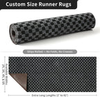 2ft x 6ft Runner Rug, Non Slip Indoor Outdoor Rugs, Waterproof Low Profile Carpet Runners for Hallway Entryway Kitchen Garage Patio Balcony, Custom, Grey Checkered