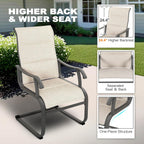 NUU GARDEN Patio Dining Chairs Set of 2, Outdoor Textilene Chairs with High Back and Breathable Seat, for Garden Deck Backyard Porch, Grayish Beige