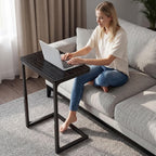 Adjustable C Side Table - End Table Living Room Bedroom Indoor Small C Shaped Couch Tray Desk, Black