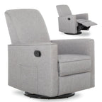 Evolur Raleigh Upholstered Manual Glider Recliner– Rocking & 360° Swivel with Smooth Glide – Greenguard Gold & FSC Certified – Modern Nursery and Living Room Chair in Light Grey
