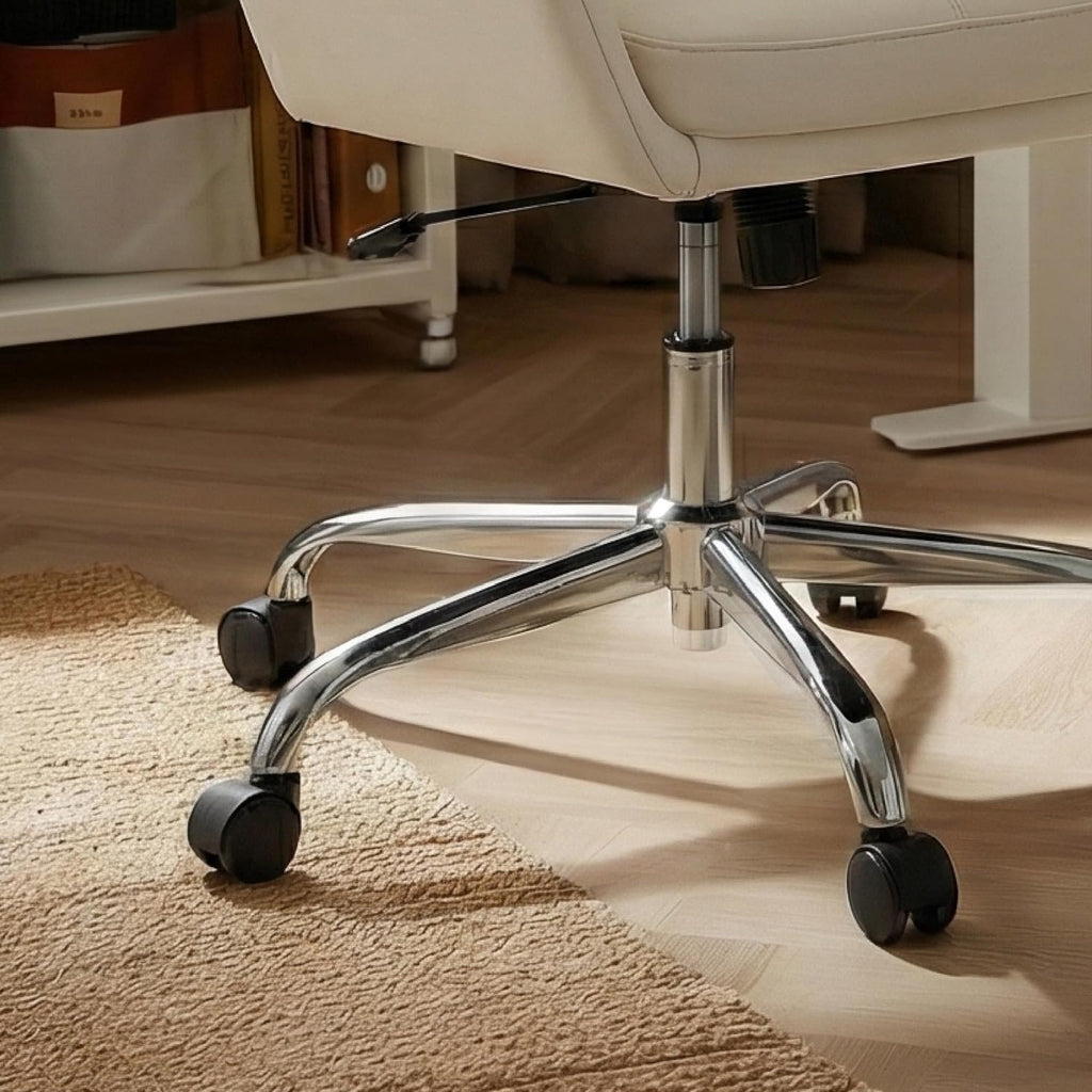 COLAMY Ellis High-Back Home Office Desk Chair, Leather Executive Chair with Integrated Armrests, Beige