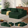 MoonSpeak 107" Sectional Boneless Couches for Living Room.Deep Seat Corduroy L Shaped Modular Sofa.Cloud Sectional Sofa.Upholstered Couches with Oversized Chaise(Green,Right Chaise)