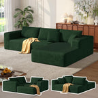 MoonSpeak 107" Sectional Boneless Couches for Living Room.Deep Seat Corduroy L Shaped Modular Sofa.Cloud Sectional Sofa.Upholstered Couches with Oversized Chaise(Green,Right Chaise)