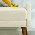 Modern Living Room Bench, Made of Looped Yarn Fabric, with Soft Cushion, Irregular Geometric armrests, and Rubber Wooden Legs, Suitable for Living Rooms, bedrooms, and entrances-Beige RR