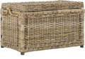 happimess Jacob 30.7" Collapsible Wicker Storage Trunk, Natural | Hand-Woven Rattan, Removable Lid and Liner, Coastal Style, Folds Flat, Entryway Toy Chest, Mango Wood, Iron Frame