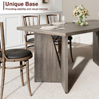 70.9'' Rectangular Dining Table for 6-8, Farmhouse Wooden Thickened Long Desk with Sturdy Frame and v Leg, Rectangular Kitchen Table for Dining Room, Kitchen, Living Room, Office, Grey