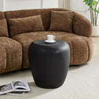 KEIKI 19" Fiberglass Irregular Matte End Table with Faux Rocks Design, Modern Style Side Table, No Assembly Required, for Apartment, Living Room, Bedroom, Reception Room, Office, Black