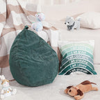 Cozy Corner for Kids Classroom Storage Bean Bag Chair Cover (No Filler) with Rainbow Throw Pillow Covers, Bean Bag Chair for Reading Nook, Classroom, Nursery(Small, Rainbow, Green)