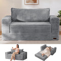 MAXYOYO Convertible Sofa Bed, 2 in 1 Folding Couch Bed for Small Space, Pull Out Loveseat Sofa Couch with Large Back Pillow, Plush Faux Fabric Lounge Couch for Living Room, Apartment, Grey