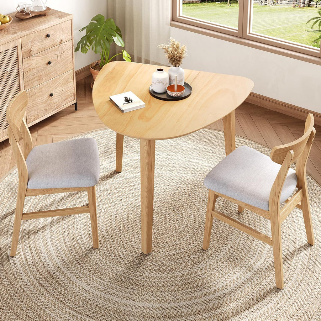 Triangular Wood Table - 35.91" Modern Space-Saving Geometric Side Table for Living Room, Bedroom, Kitchen, Natural Finish for Living Room, Small Space, Natural