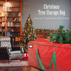 Cosy Family 7.5 ft Christmas Tree Storage Bag - Durable Heavy Duty Extra Large Artificial Xmas Holiday Tree Bag with Reinforced Handles and Dual Zippers Wide Opening - Red