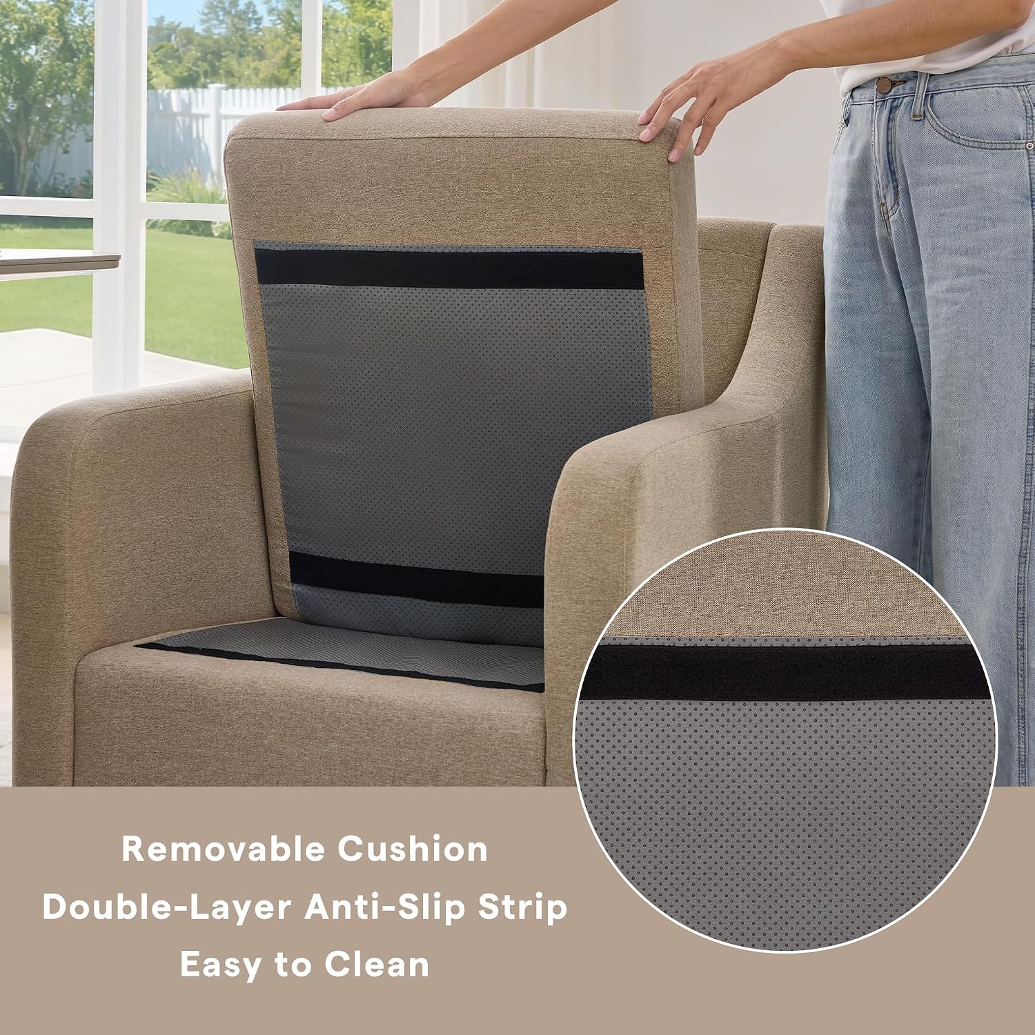Rolled Dining Chair with Casters, Upholstered Modern Swivel Armchair with Wheels for Kitchen (1, Fabric Camel)