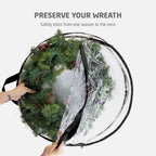 ZOBER 2 Pack Christmas Wreath Storage Container 30 Inch - Wreath Bag for Artificial Wreaths Box - Dual Zippered Wreaths Storage Bag with Durable Stitch Reinforced Handles - Black