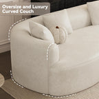 ONEMMLION Boneless Couch for Living Room, 111" Oversized Sectional Comfy Sofa with Right-Facing Chaise, Luxury Modern Curved L Shape Couch with Extra Deep Seat, No Asembly Required, Beige White