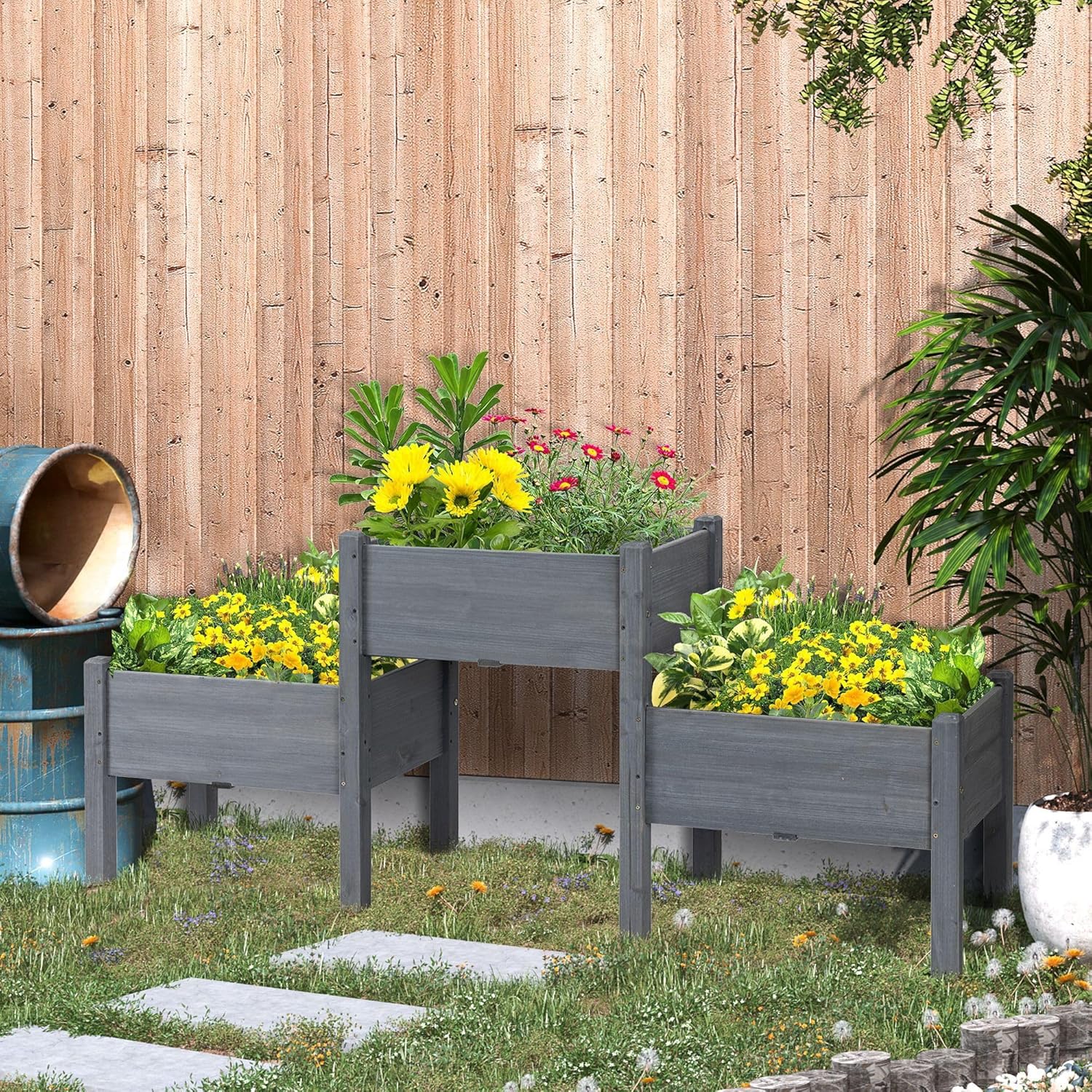 Ergonomic Three-Tier Raised Garden Bed for Vegetables and Herbs