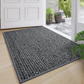 Front Door Mat Indoor Entrance 17"x30", Low-Profile Non Slip Inside Doormat for Entryway, Dirt Resistant Absorbent Front Porch Back Door Welcome Entry Door Mats, Washable Easy Clean, Gray