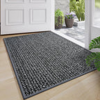 Front Door Mat Indoor Entrance 17"x30", Low-Profile Non Slip Inside Doormat for Entryway, Dirt Resistant Absorbent Front Porch Back Door Welcome Entry Door Mats, Washable Easy Clean, Gray