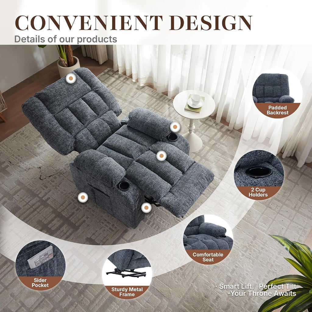 Massage Rocking Recliner Chair, Ergonomic Recliners Sofa with Vibration Massage & Heat, Rocking Chair Nursery Reclining Sofa with 2 Cup Holders, Side Pockets for Living Room Bedroom