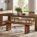 62.99-Inch Solid Wood Entryway Bench, Farmhouse Indoor Wooden End of Bed Bench for Entryway, Hallway, Bedroom, Dining Room, Living Room, Easy Assembly, Rustic Brown