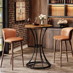 Tribesigns 37.4" H Bar Table, Round Bar Table with Curved Metal Base, Bar Height Table for Small Spaces, Living Room, Kitchen, or Apartments (Brown & Black) (1)