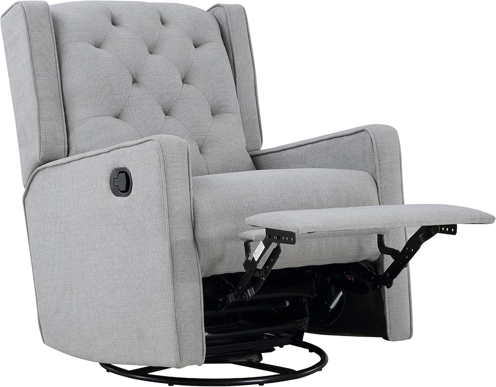 Gliding Swivel Recliner Tufted Pebble Fabric