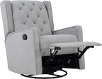 Gliding Swivel Recliner Tufted Pebble Fabric