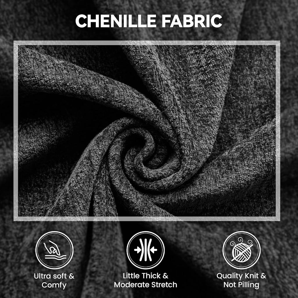 167'' Boneless Chenille U Shaped Couch, Oversized Modular Sectional 8 Seater Sofa, Modern Deep Seat Corner Cloud Compressed Couch, No Assembly Sleeper Sofa with Chaise for Living Room, Black