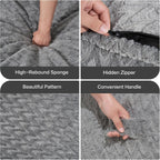 Hobestluk Bean Bag Chair Large Washable Soft Living Room Adult 3Ft Grey | No Assembly Required Memory Foam Filling Machine Washable Cover Bedroom Dorm Reading Gaming Fluffy Plush Faux Fur Fabric