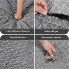 Hobestluk Bean Bag Chair Large Washable Soft Living Room Adult 5Ft Grey | No Assembly Required Memory Foam Filling Machine Washable Cover Bedroom Dorm Reading Gaming Fluffy Plush Faux Fur Fabric
