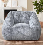 Hobestluk Bean Bag Chair Plush Accent Chair Armrest Living Room Adult Grey | Memory Foam Filled,Oversized Large Cozy Comfy Plush Chair,Lazy Sofa,Armrest,Living Room Bedroom Dorm,Washable cover