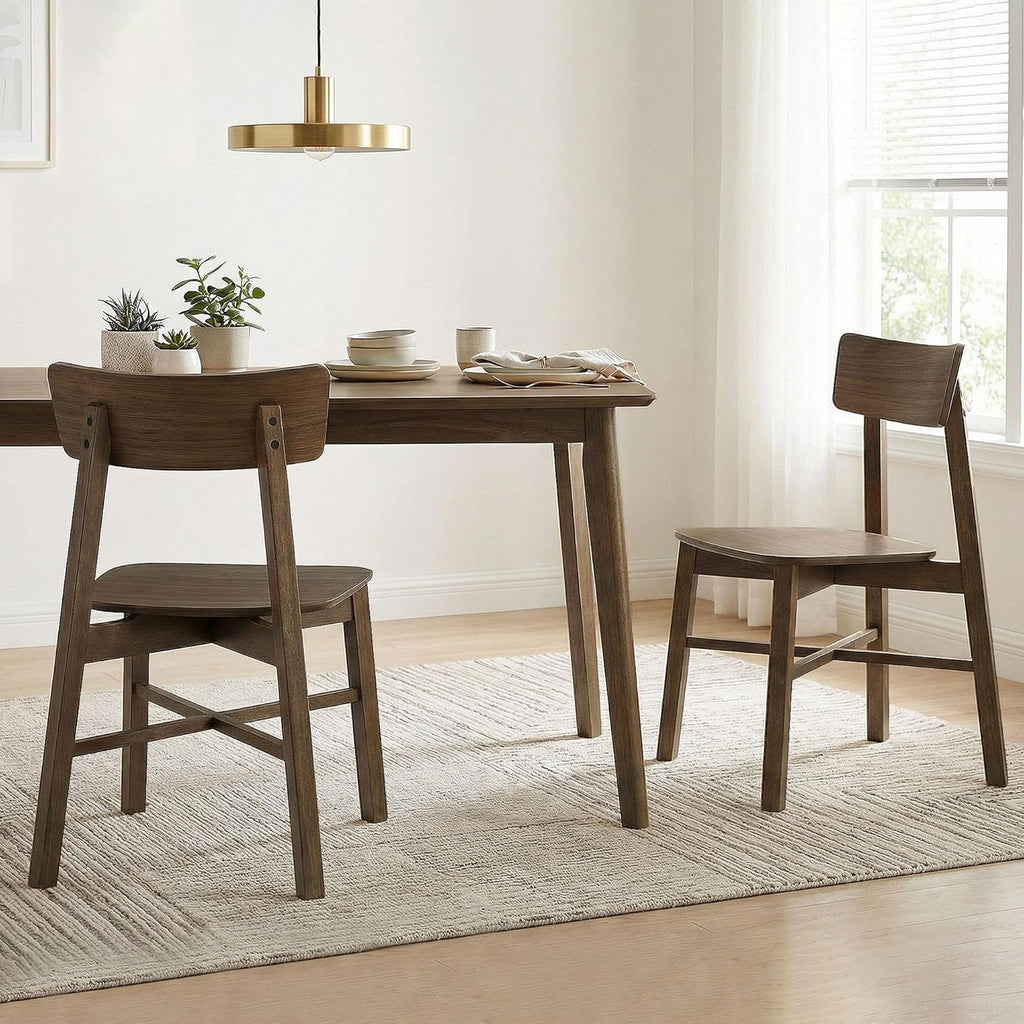 CHITA Soild Wood Dining Chairs Set of 4, Mid Century Modern Walnut Wood Kitchen Chairs with Curved Backrest, Dining Room Chair for Kitchen, Restaurant