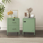 Steehoom Locker Nightstand Metal End Table Single Door Bedside Cabinet Lockable Storage Cabinet for Living Room, Bedroom, Dorm,Home, Office 21.26”H X 15.75”W X 15.75”D (1 Door, Green)