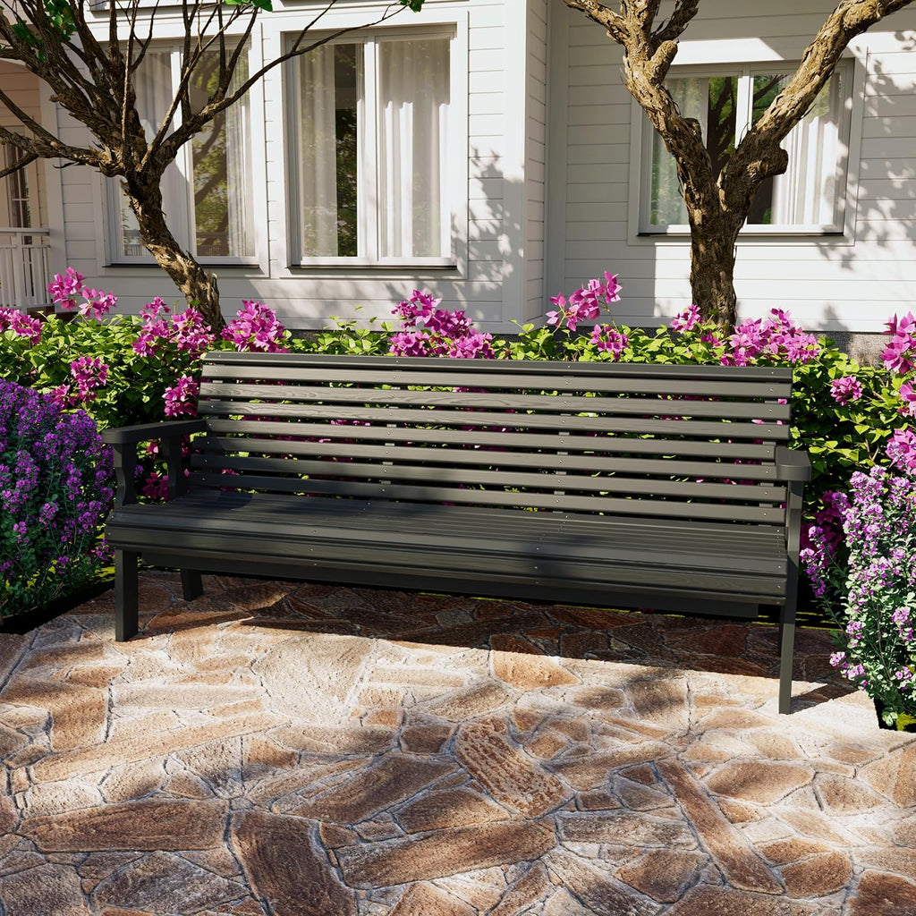 Amish Casual Heavy Duty Roll Back Outdoor Bench (4-Foot, Oak Stain)