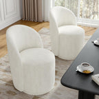 Lumibee Swivel Barrel Dining Chairs, Modern Upholstered Round Dining Chairs with 360° Rotation, Comfy Chenille Fabric Armless Accent Makeup Vanity Chair for Dining/Living Room Makeup Room, Beige