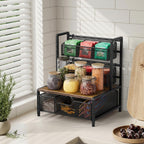 Tea Bag Organizer, 3 Tier Tea Bag Holder with Drawer, Tea Storage Chest for Countertop