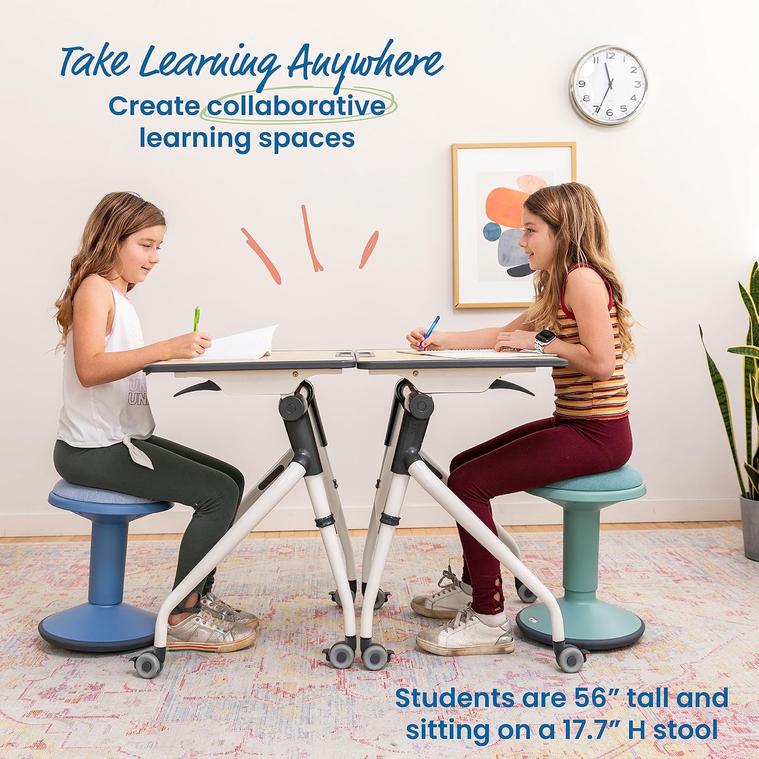 ECR4Kids Nesting Student Desk, Portable Table, Maple/Grey