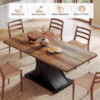 Tribesigns 55-Inch Dining Table for 4-6, Farmhouse Kitchen Dinner Table with Heavy Duty Pedestal, Rectangle Wooden Eating Table for Dining Room, Kitchen, Black & Brown