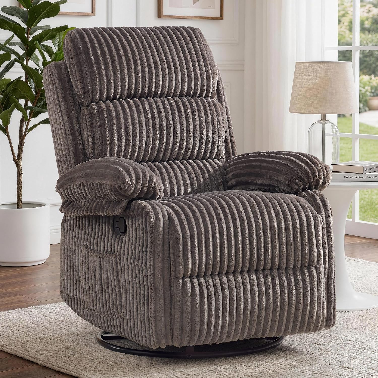 Korser Rocking Recliner Chair, Nursery Rocker Chair for Adults, Small Recliners for Small Spaces, Swivel Rocker Recliner with Cushion, Upholstered Rocking Chairs for Living Room, Apartment