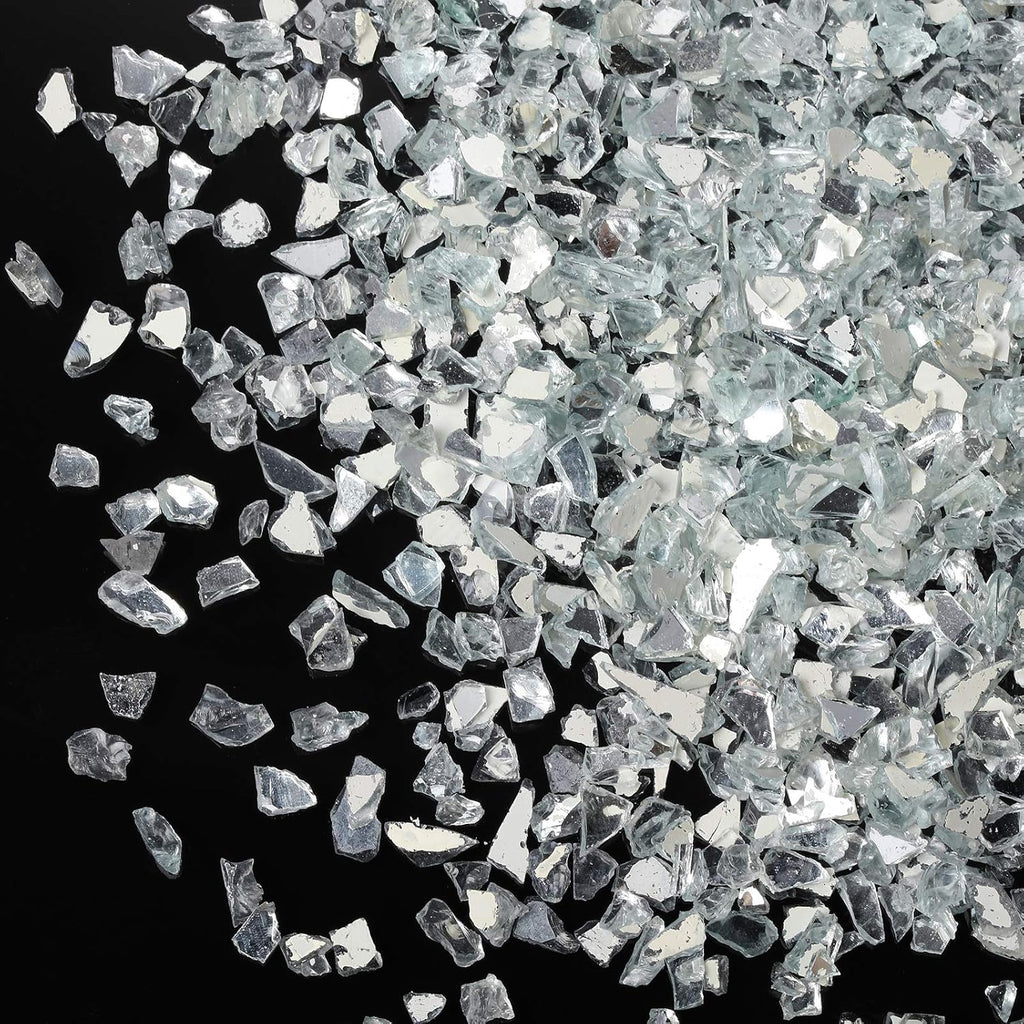 Patelai Crushed Glass for Crafts Glitter Resin Art Broken Decorative Crushed Mirror Vase Filler Crush Glass Pieces for Vase Pool Bar Fish Tank Garden Decoration(2 Pound,White)