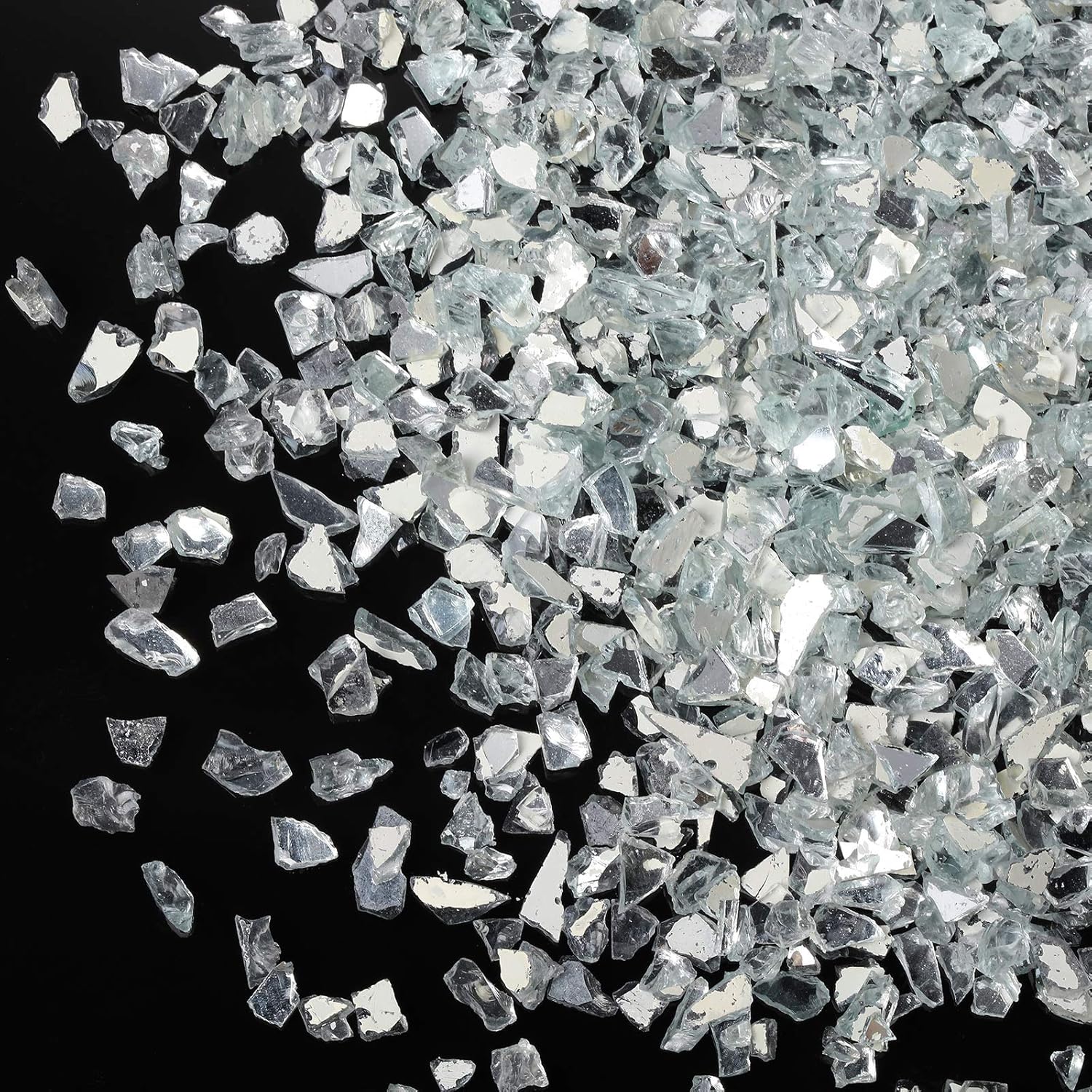 Patelai Crushed Glass for Crafts Glitter Resin Art Broken Decorative Crushed Mirror Vase Filler Crush Glass Pieces for Vase Pool Bar Fish Tank Garden Decoration(2 Pound,White)