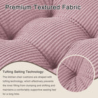 OVOV Dining Chair Cushions Set of 2 Soft Non-Slip Kitchen Chair Pads Tufted Seat Cushion with Ties for Kitchen Dining Room(18" x 16.5" x 3" Light Pink)