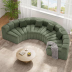 128" Oversized Curved Cloud Couch, Modern Compressed Modular Sectional Sofa, 4 Seater Boneless Couches for Living Room, No Assembly Required, Green 1 PCS