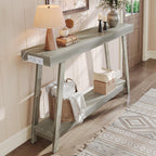 Huuger Console Table with Charging Station, USB-C Port, 2 Tiers Entryway Table, 53.9 Inch Sofa Table with Metal Legs, Entry Hallway Table with Thicker Desktop, Modern Behind Couch Table, Grey