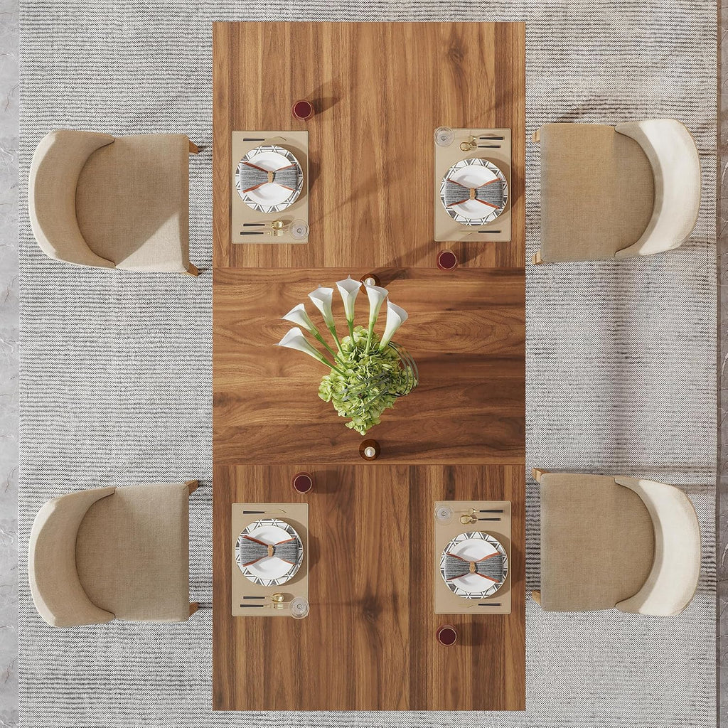 Tribesigns 63-Inch Rectangular Dining Table for 4 to 6, Modern Kitchen Table with Stylish Metal Trestle Legs, Large Dinner Table for Dining Room, Chair Not Included (Rustic Brown and Black)