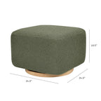 Babyletto Kiwi Gliding Ottoman in Olive Boucle with Light Wood Base, Greenguard Gold and CertiPUR-US Certified