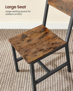 VASAGLE Dining Chair Set of 6, Wood Kitchen Chairs with Metal Steel Frame, Easy to Assemble, Comfortable Seat, Modern Farmhouse Chair for Kitchen, Bedroom, Living Room, Rustic Brown and Ink Black