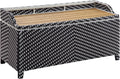 Greemotion Azur Beach Aluminum and All-Weather Wicker 41 in. Wide Storage Bench for Garden, Backyard, Patio, Pool Area, Porch, Black and White