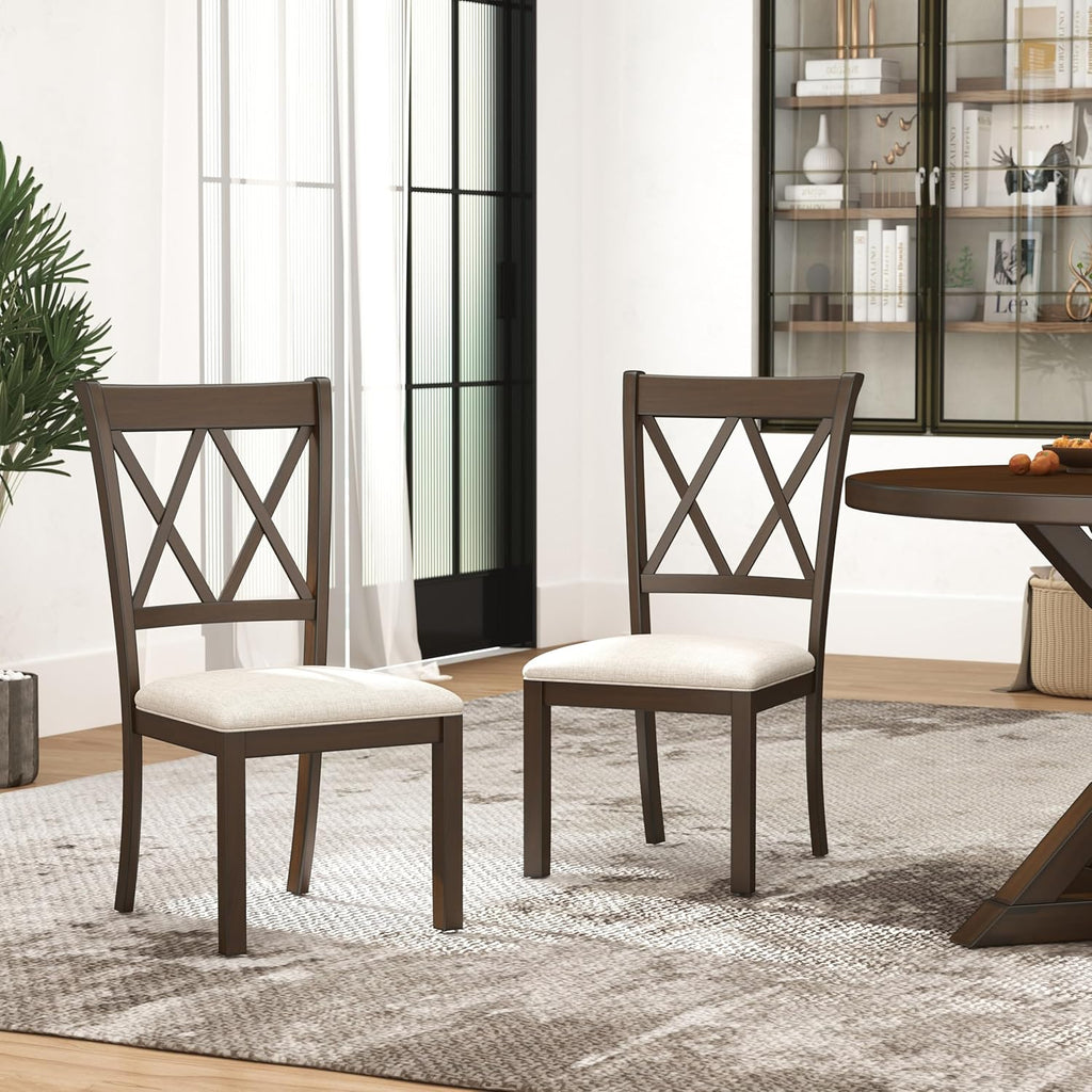 Roundhill Furniture Windvale Fabric Upholstered Dining Chair, Set of 2, Espresso